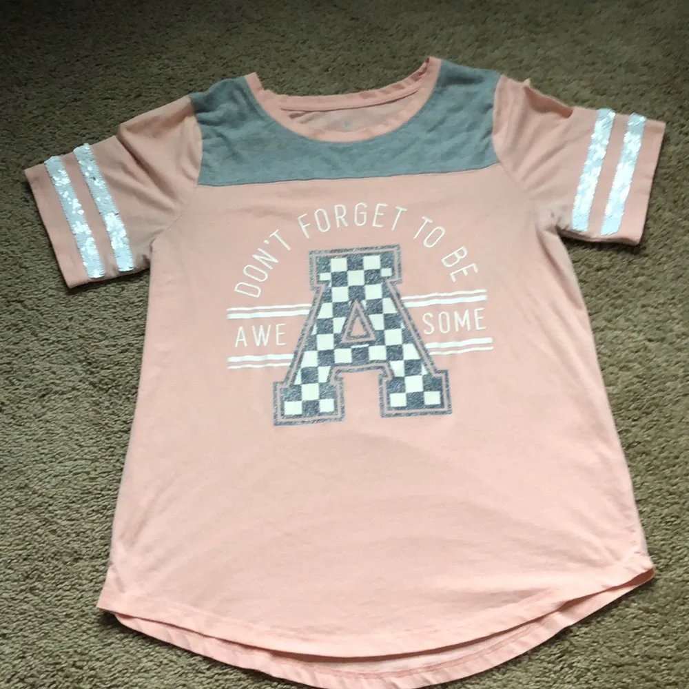 SO Top Girls Size 14/16 XL Pink Short Sleeves 